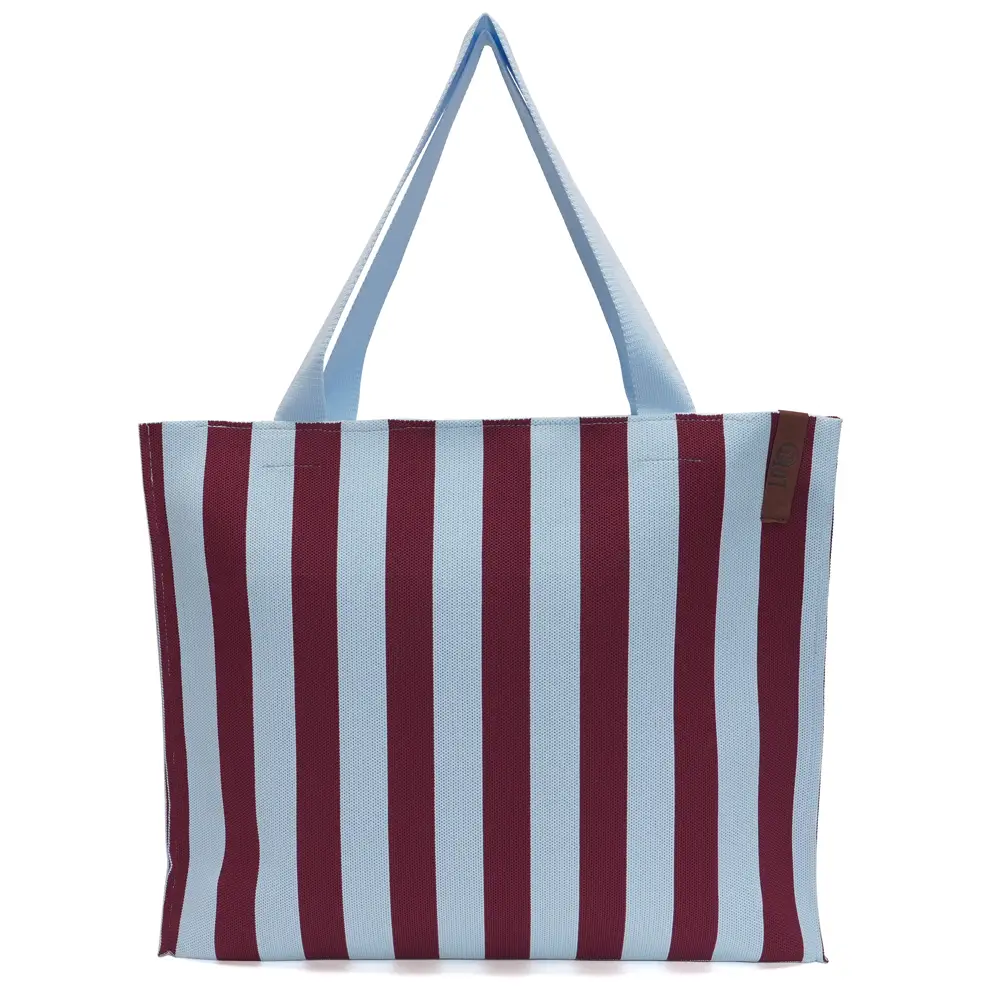LOT83 Shopper Lara 95, Streifen Aubergine-Hellblau, ca. 46x12x38 cm