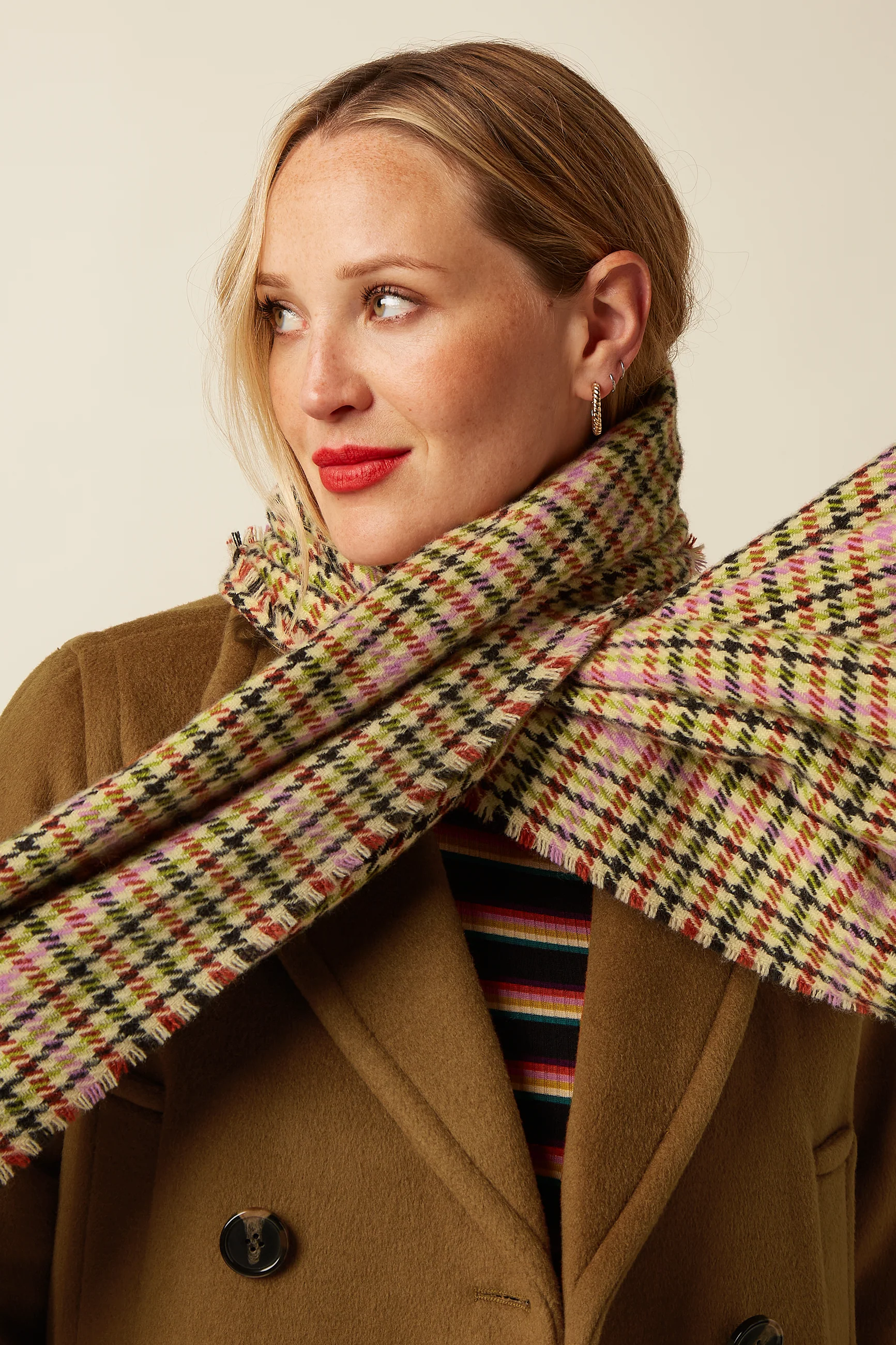 King Louie Schal Houndstooth Scarf, Farbe Spicy Brown
