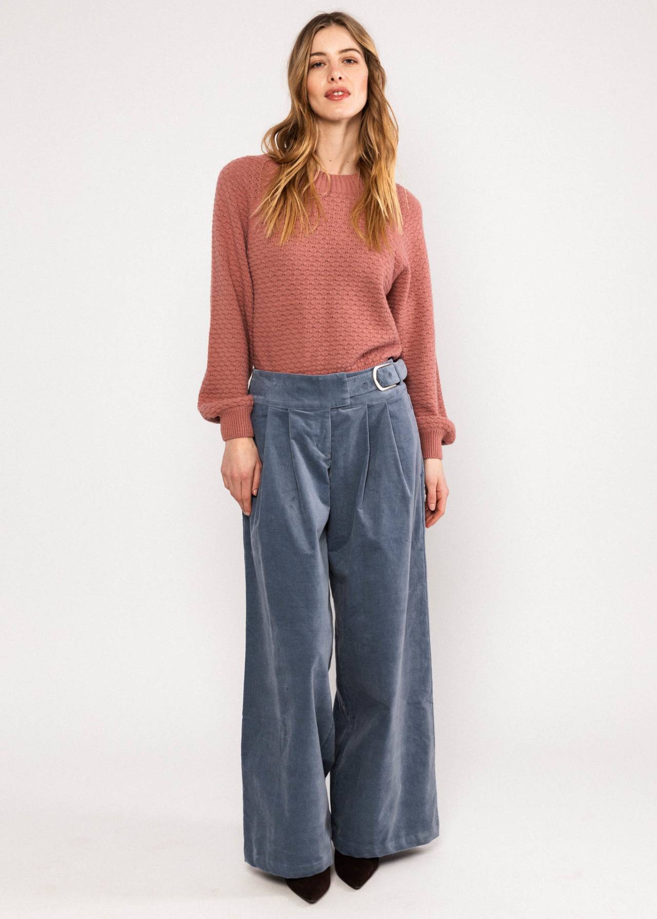 Blutsgeschwister Bundfaltenhose Winny, blue rhythm velvet