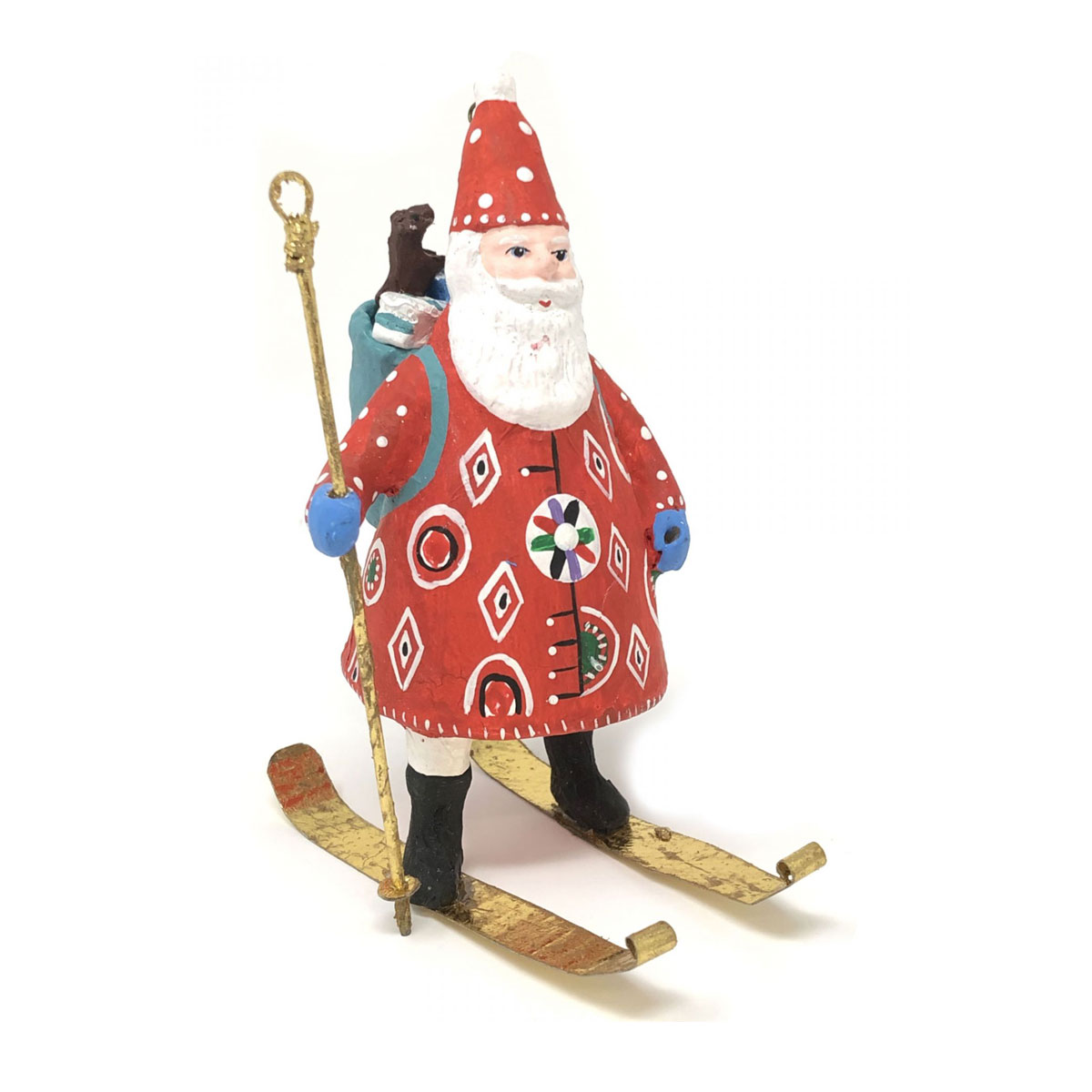 Santa auf goldenen Ski of Christmas