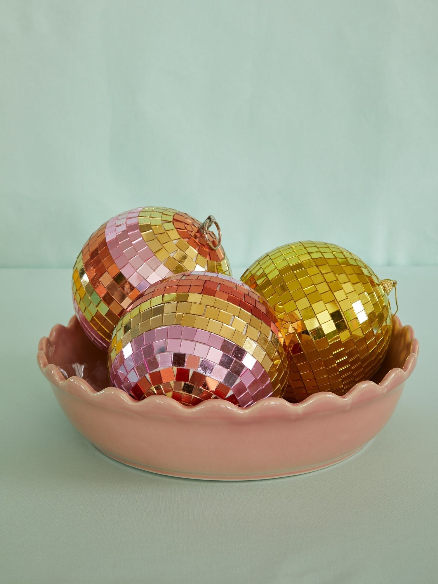 RICE Diskokugel Gold, D. ca. 25 cm, Large Disco Ball - gold
