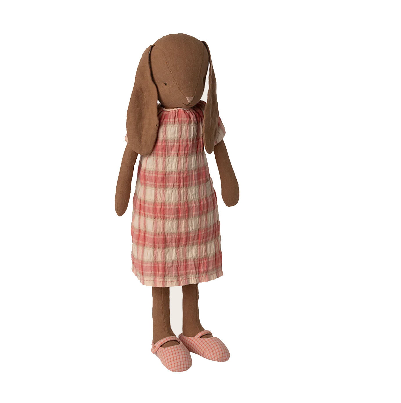 Maileg - Brauner Hase Mädchen mit kariertem roten Kleid - Größe 3 