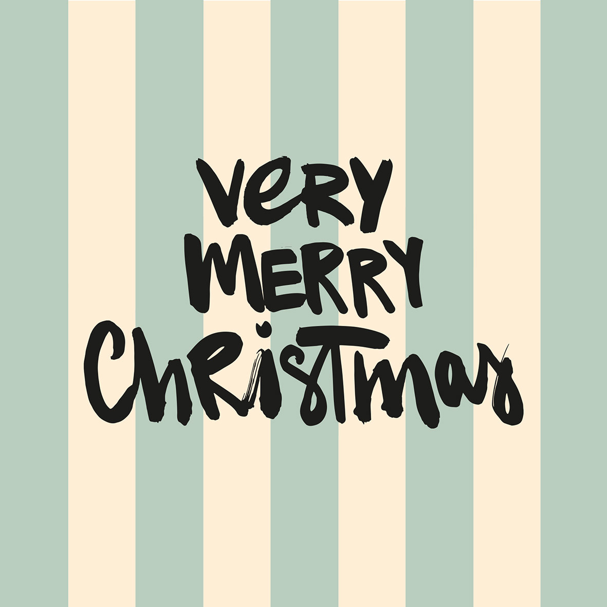Papierservietten Weihnachten Streifen Mint-Creme, Formart " Merry Christmas" , 33 x 33 cm   von PPD 