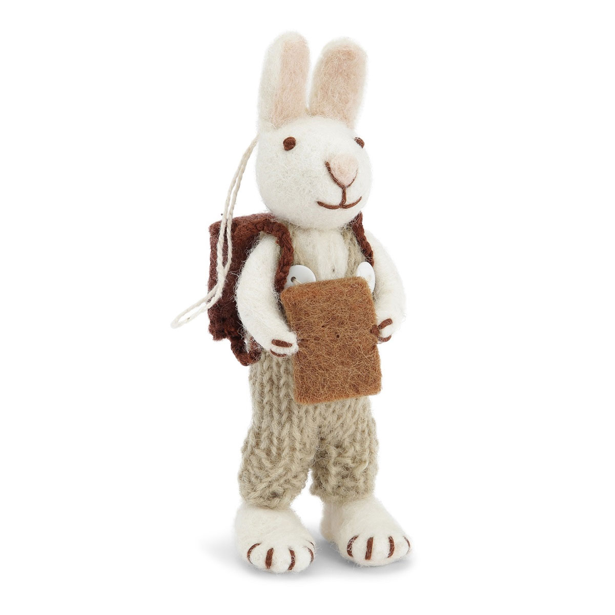 Gry & Sif Hase weiß mit Hose und Buch, aus Filz,  ca. 13 cm  