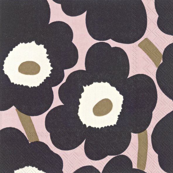 MARIMEKKO Papierservietten UNIKKO pink black, 33 x 33  cm, Lunchservietten von IHR    