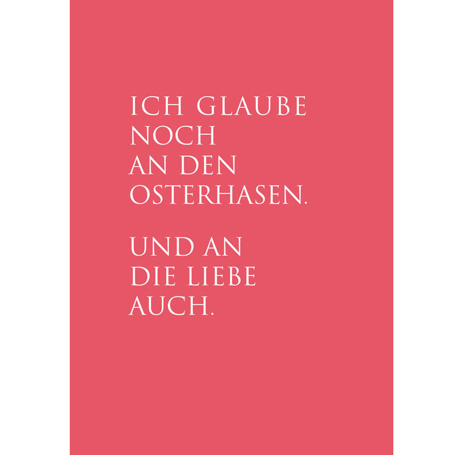Wunderwort Postkarte OSTERN "Ich glaube noch an den Osterhasen…"