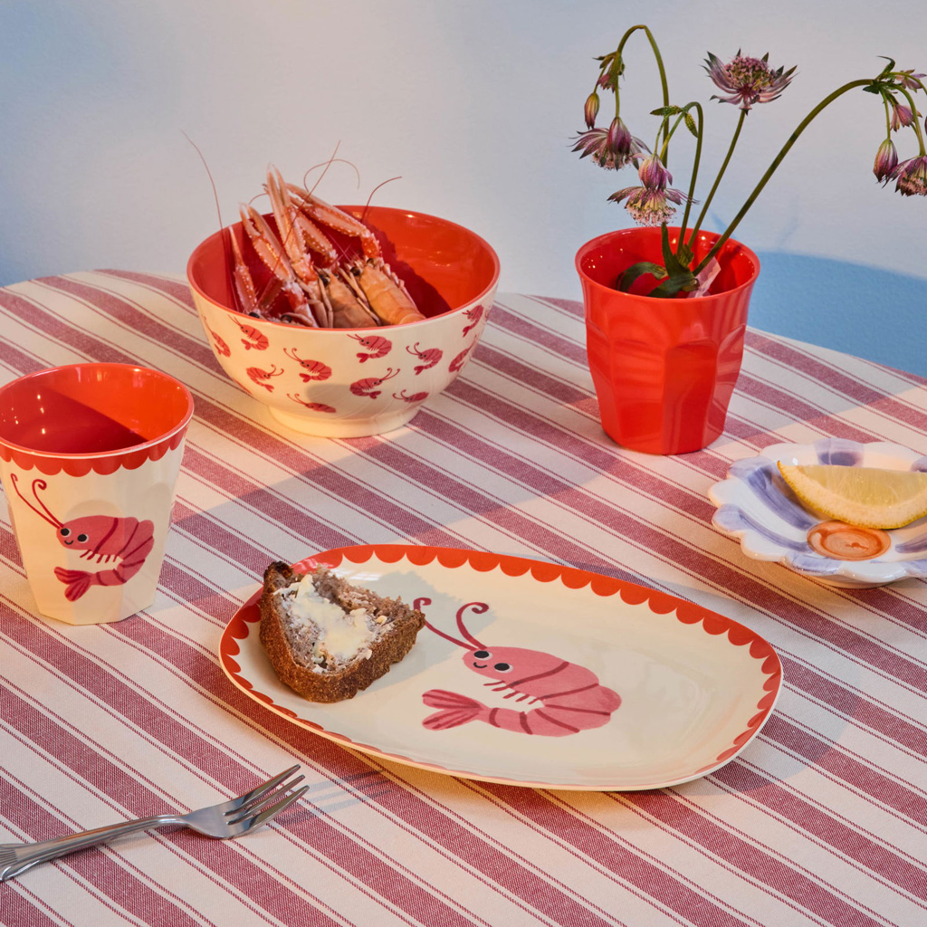 Rice Melamin Becher - Crème - New Shrimp Print, 250 ml 