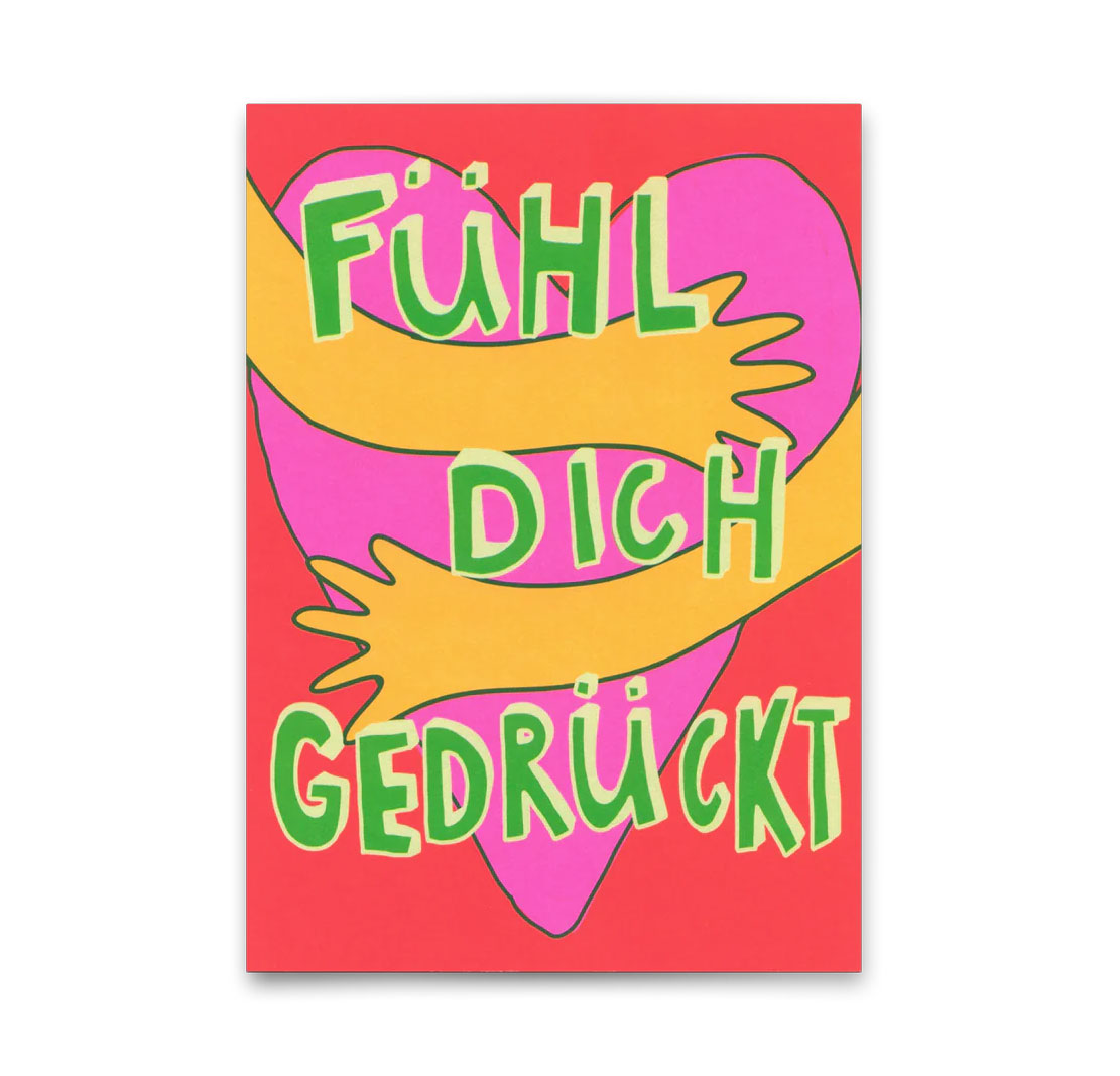Postkarte "Fühl dich gedrückt" | Besondere Karte für jeden Anlass von Deli Cards   