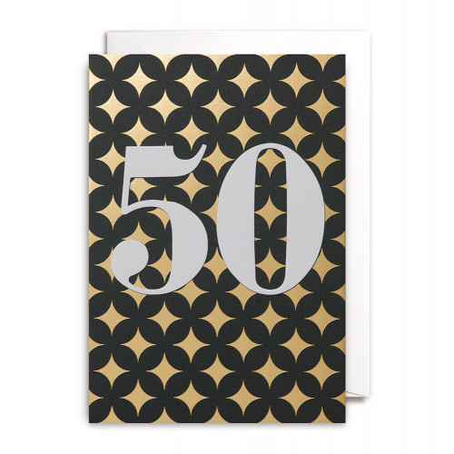 Doppelkarte "50 "  Geburtstag  von POSTCO, gold glänzend