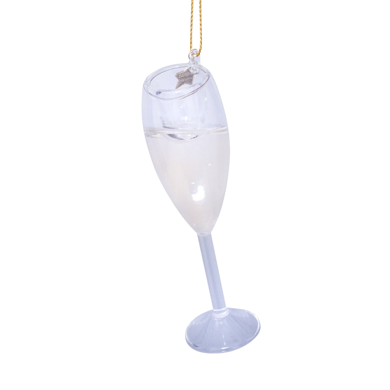 Weihnachtskugel Champagnerglas,   H. ca. 11 cm, Glas von Vondels 