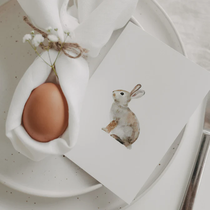 Eulenschnitt Postkarte Bunny, Ostern , Hase
