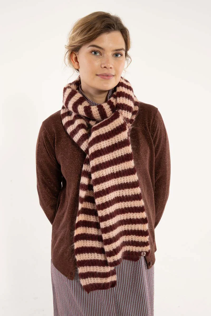% Danefae Danefrosty warmer Wollschal Dk Merlot/Pulver Streifen