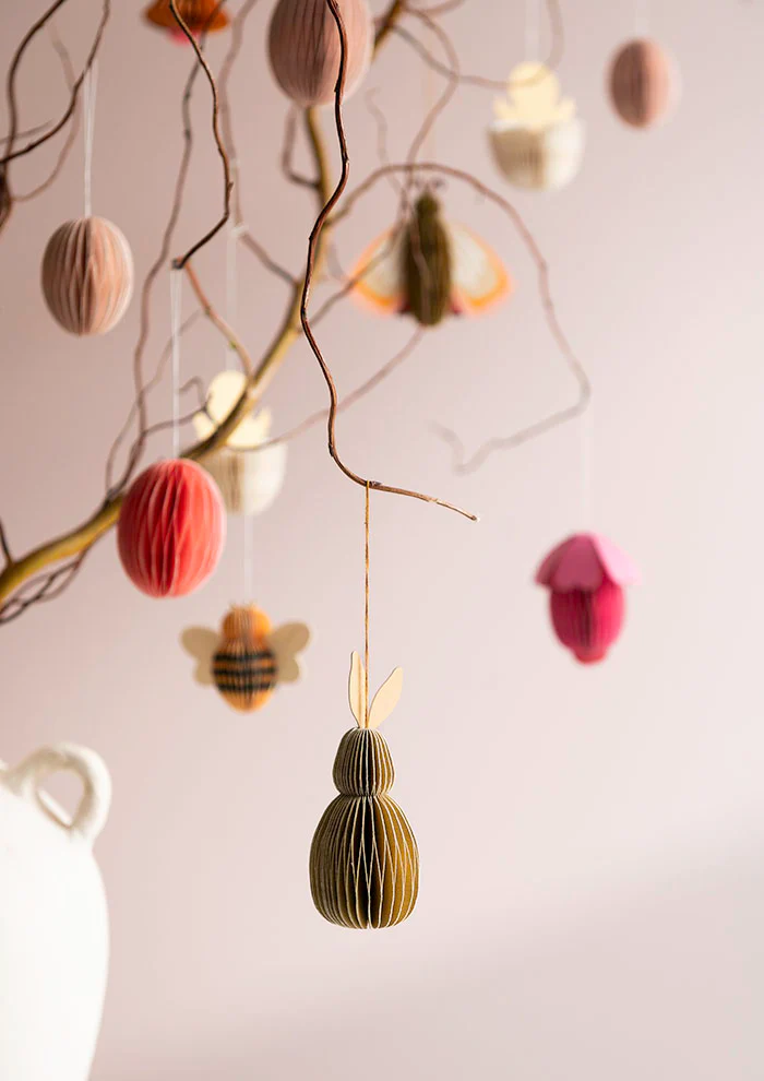 Bungalow 2er-Set Honeycomb Hasen H10cm Cashmere, Papier, ca. 10 cm 