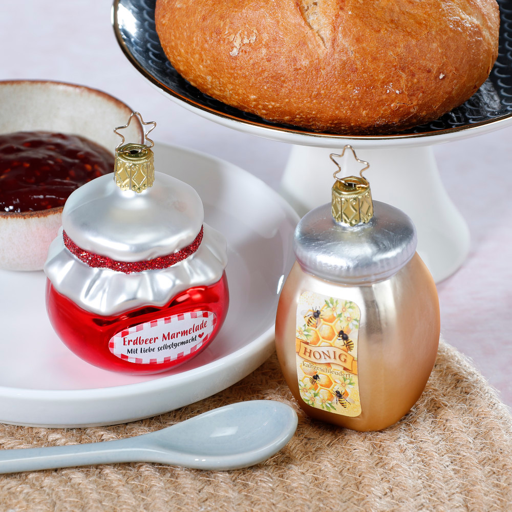 % Inge Glas Honigtopf, Christbaumkugel , Honig, ca. 7,5 cm, Glas 
