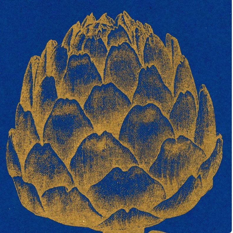 Herr und Frau Rio Postkarte Goldene Artischocke, Risographie Postkarte