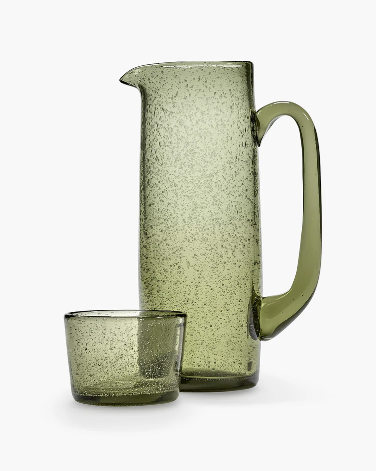 Krug grün Verde Lanza, Glas, Höhe ca. 24,8 cm