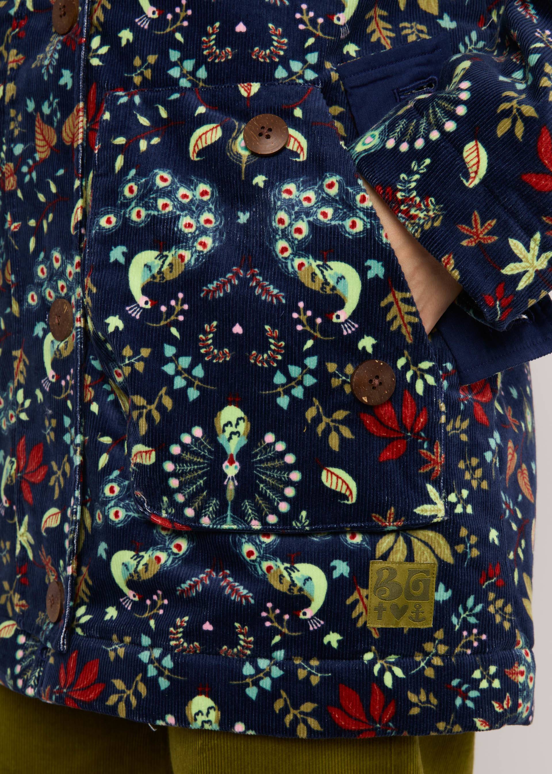 % Blutsgeschwister Übergangsjacke Woodland Walker, Feincord, Muster: maze of peacocks