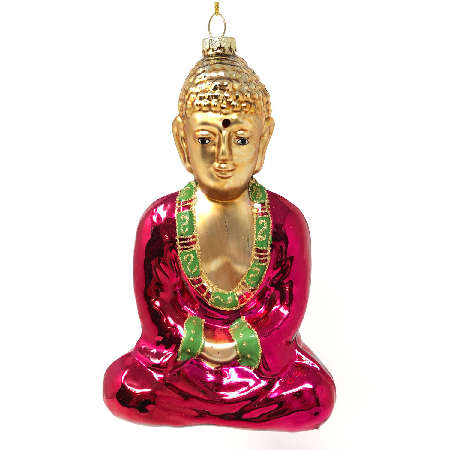 Christbaumkugel  Buddha pink groß, Glas , ca. 16 cm, yoga