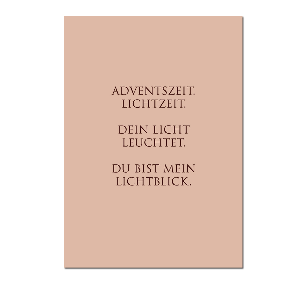 Wunderwort Postkarte CHRISTMAS ""Adventszeit. Lichtzeit. Dein Licht leuchtet. Du bist mein Lichtblick."", Weihnachten