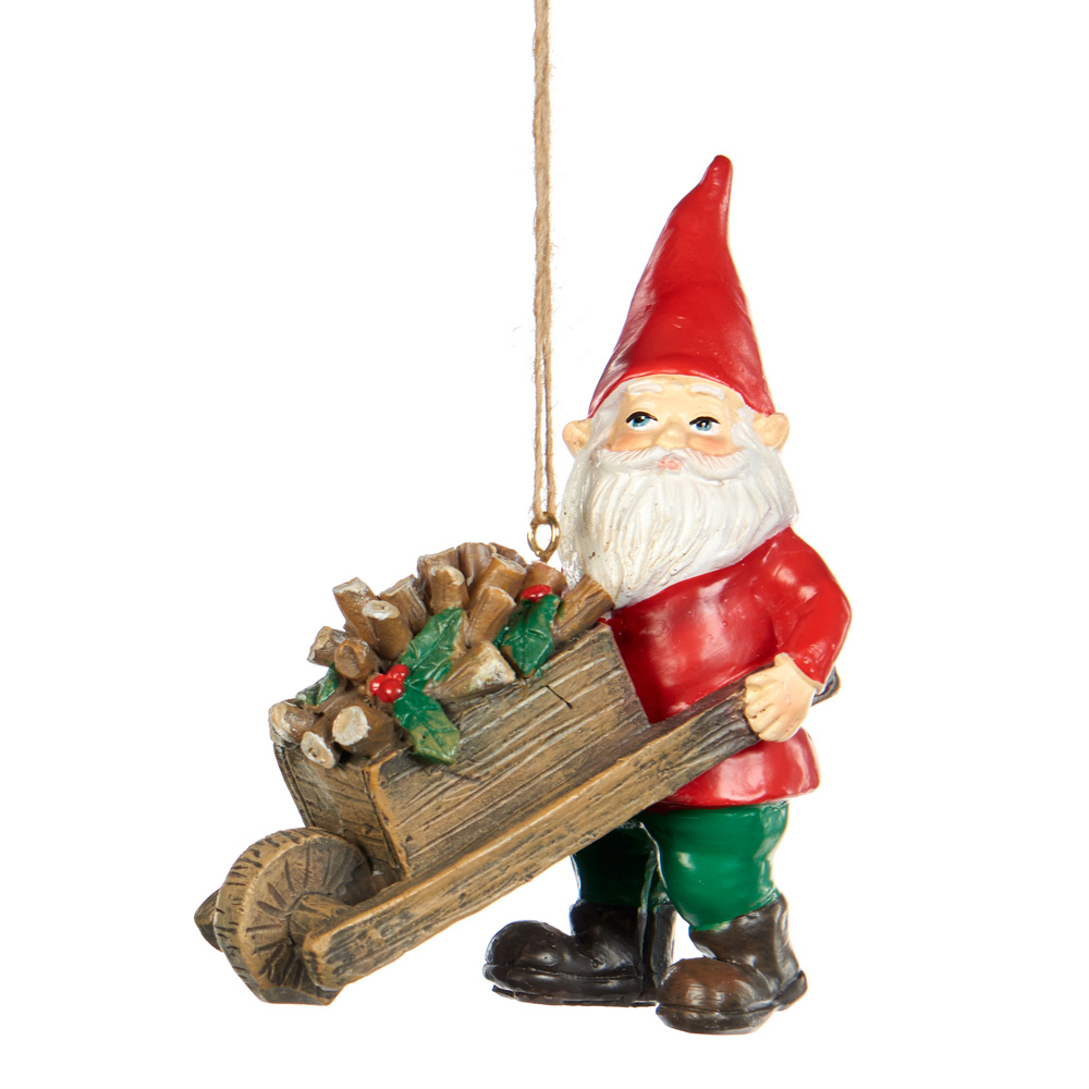 % Woodland Santa Gnom/Zwerg mit Schubkarre , ca.11,5 cm  von  Catherine Collection / Goodwill    