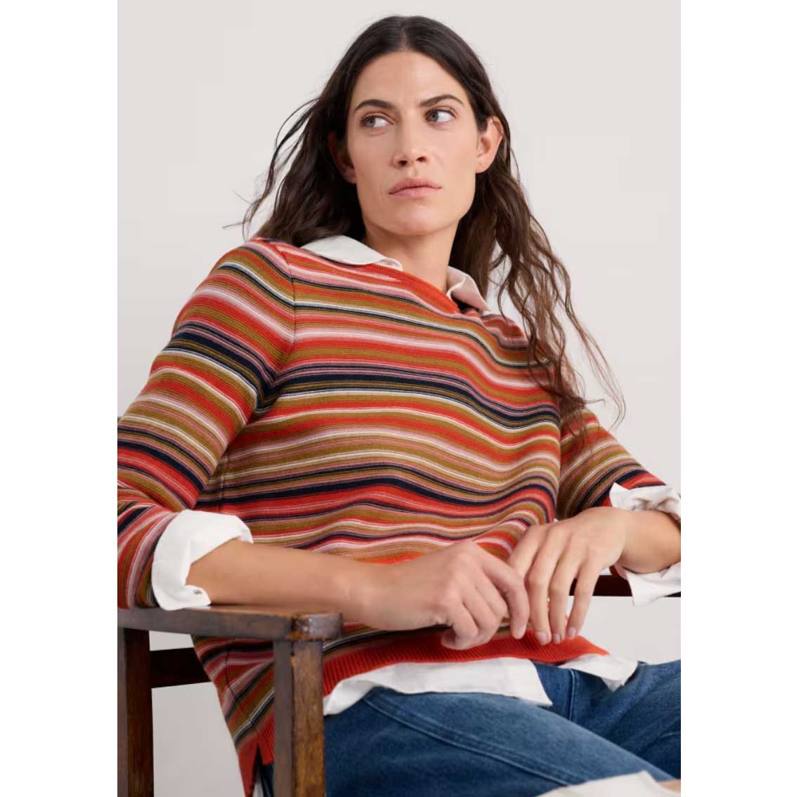 % SEASALT CORNWALL Pullover Makers Cotton Jumper, Farbe: Ripple Marks Pear Multi