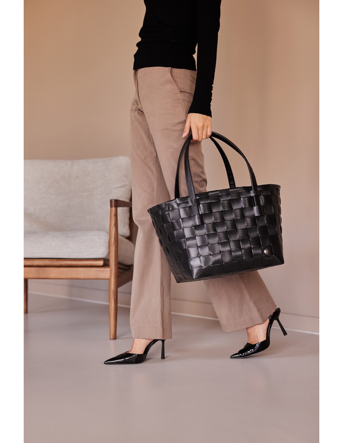 Handed By Color Match - Shopper,  PU Griffe , Farbe: schwarz