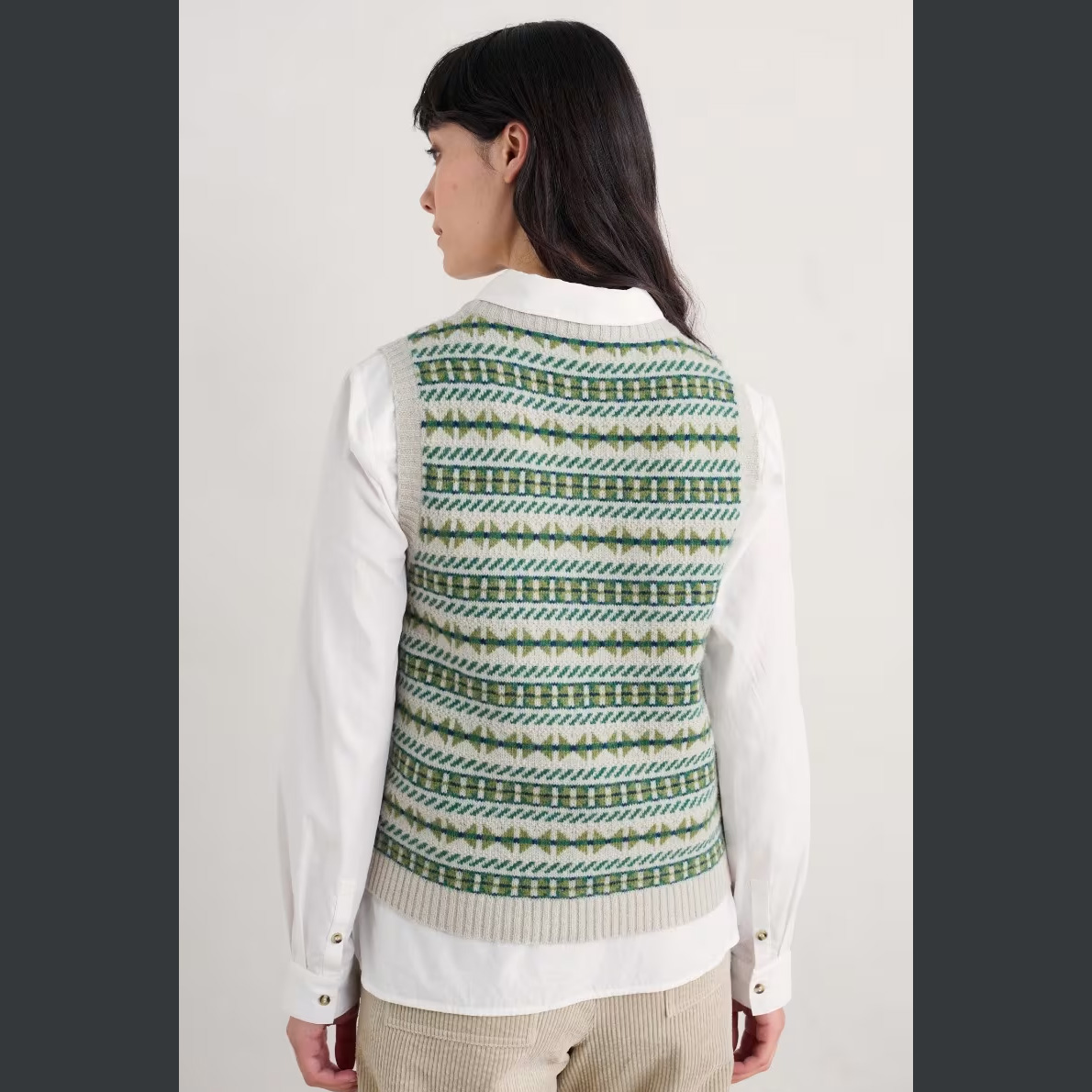 % SEASALT CORNWALL Pullunder Lemon Porch Fair Isle Knitted Vest