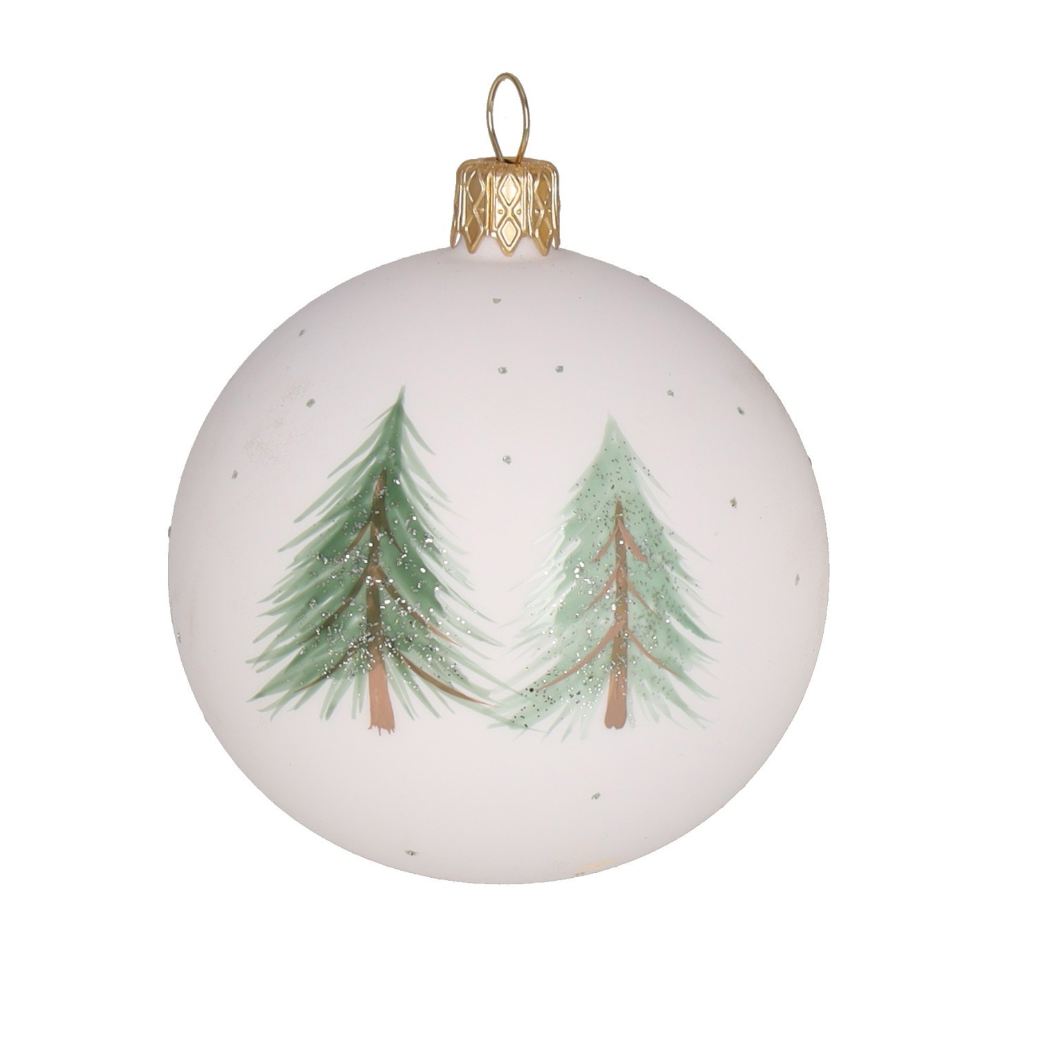 Weihnachtskugel "Tannenbaum" weiß matt, D. ca. 8 cm, handbemalt 