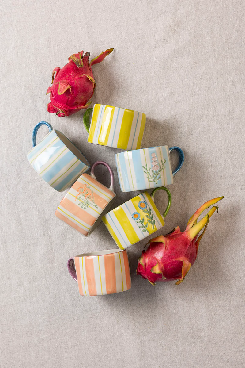 Tasse Blümchen blau, 300 ml, Keramik   