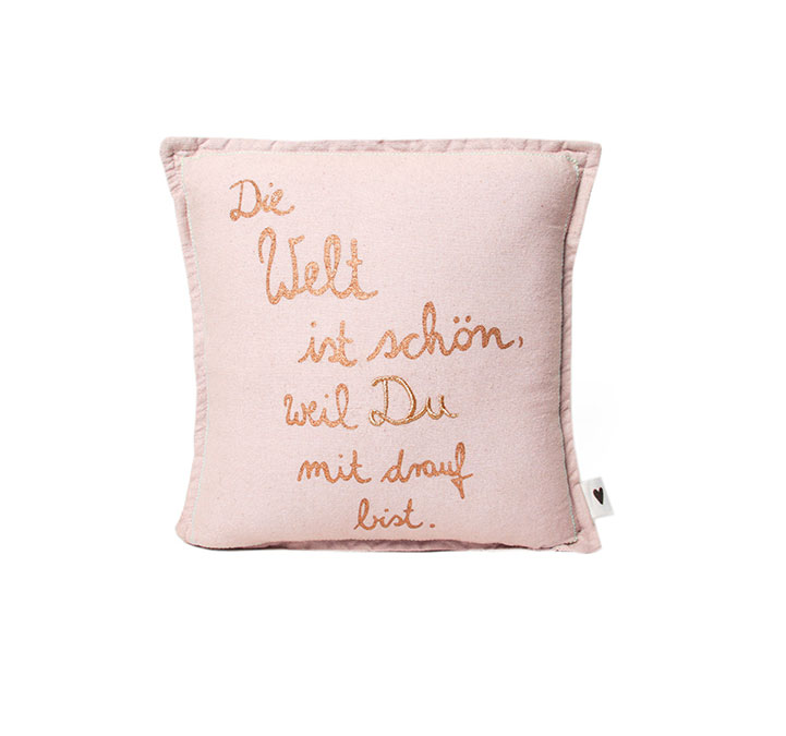 Good old friends Mini Kissen "Die Welt ist schön, weil...", ca.  25 x 25 cm