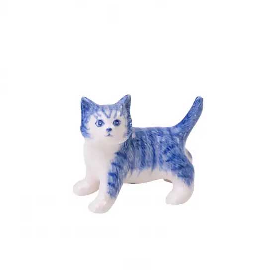 Delfter Miniatur Kätzchen ca. 4 x 5 cm von Heinen Delfts Blauw, Holland, Niederlande  