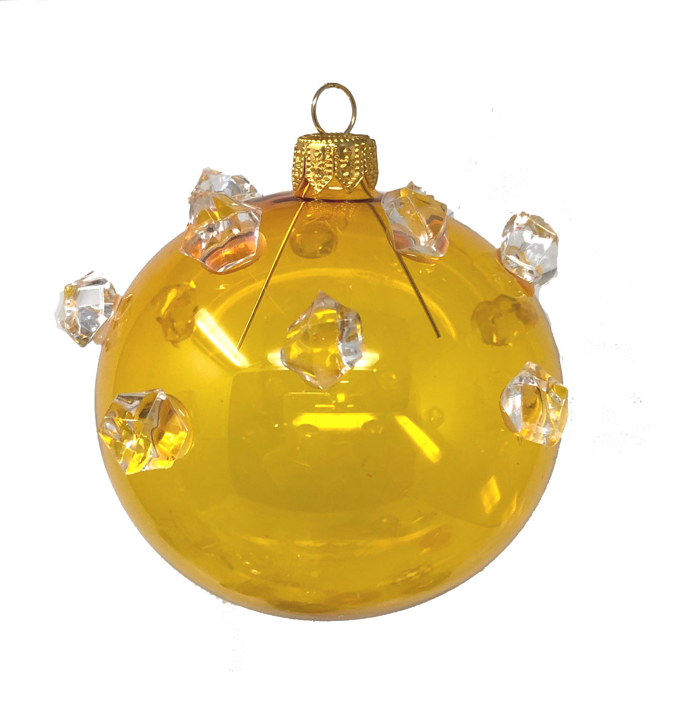Weihnachtskugel "Corona" gelb klar mit Kristallen , D. ca. 8 cm 