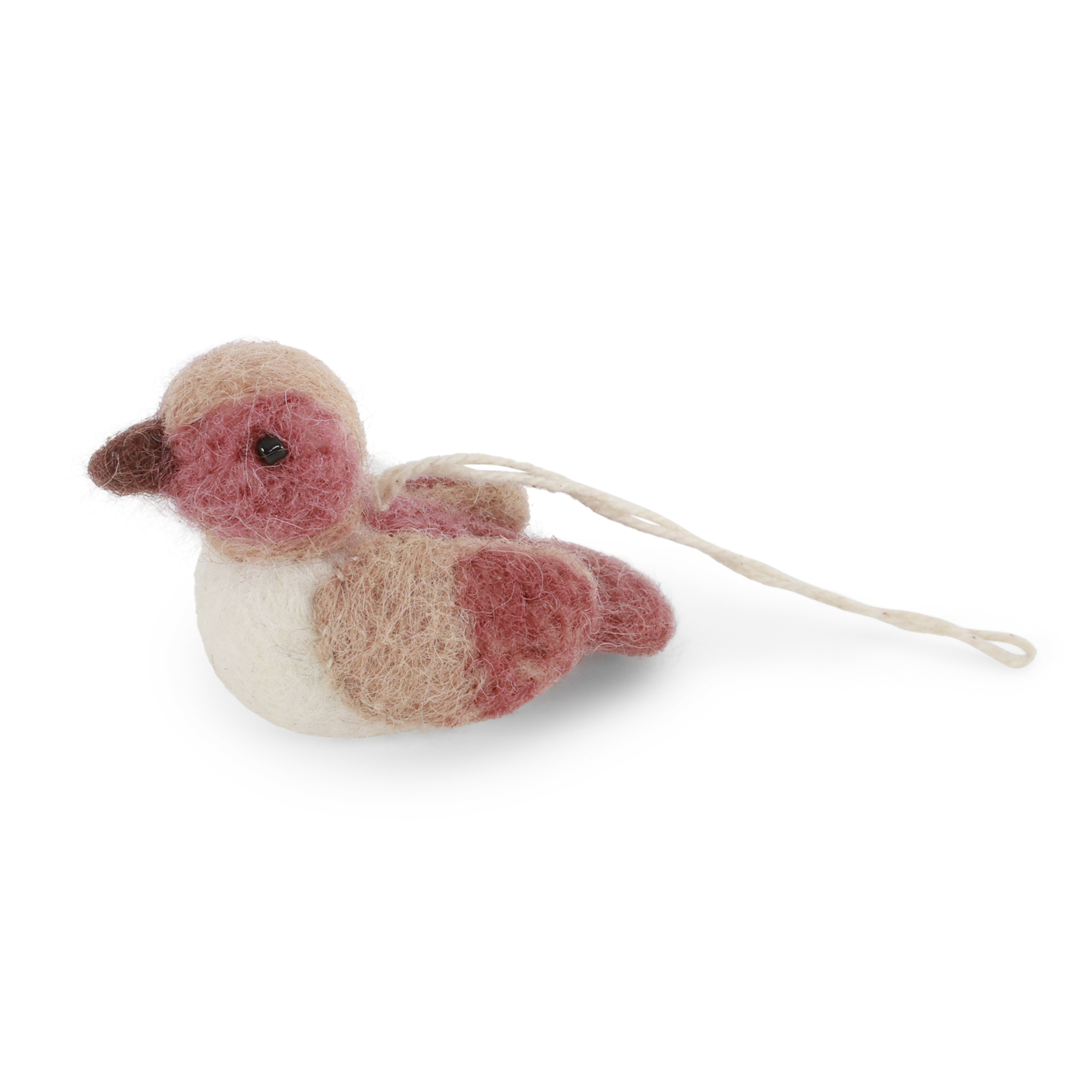 Gry & Sif Filz Vögel Spatz dusty rose-weiß, Mini Sparrow - Dusty Red/White zum Hängen  