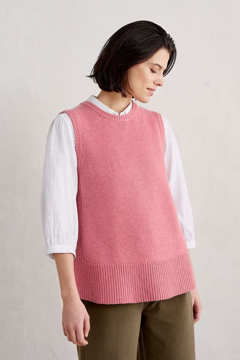 % SEASALT CORNWALL Pullunder Coupling Knitted Vest, Farbe: Wild Rose