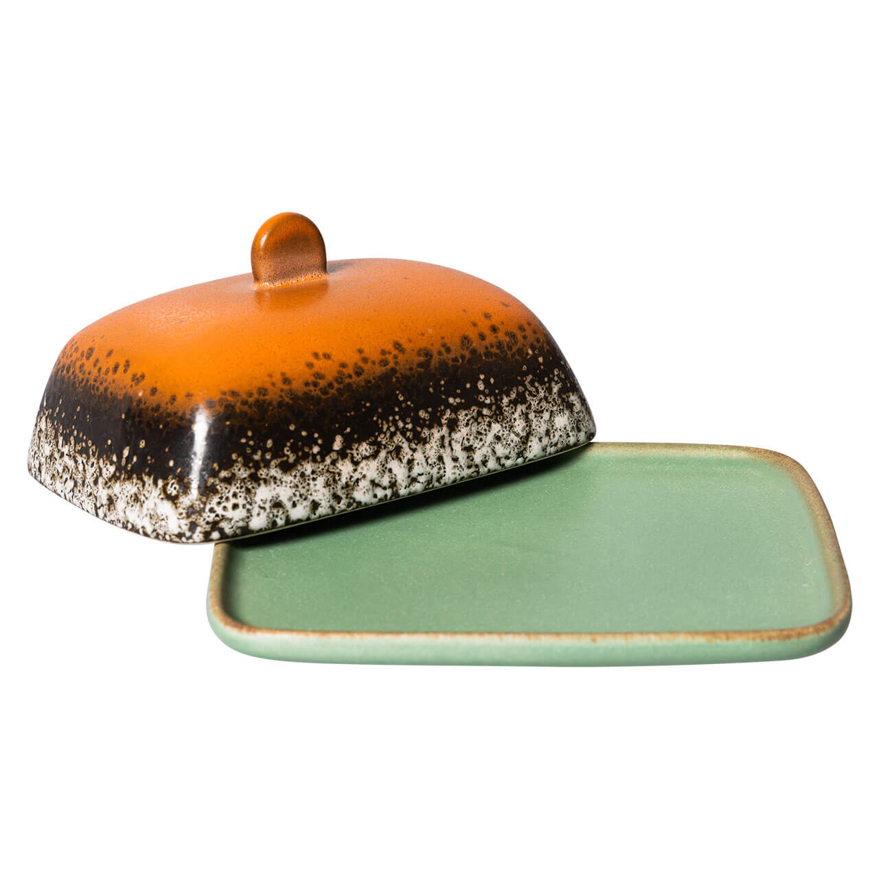 HKliving 70's butter dish, METEOR, Siebziger Jahre Geschirr, Keramik, Butterdose