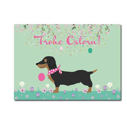 Postkarte Ostern Dackel  von m-illu