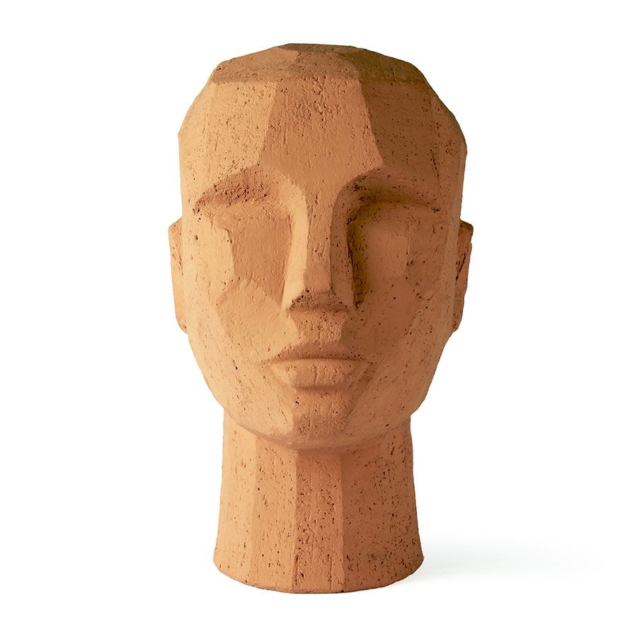 HKliving Head, abstrakte Kopfskulptur Terrakotta Kopf