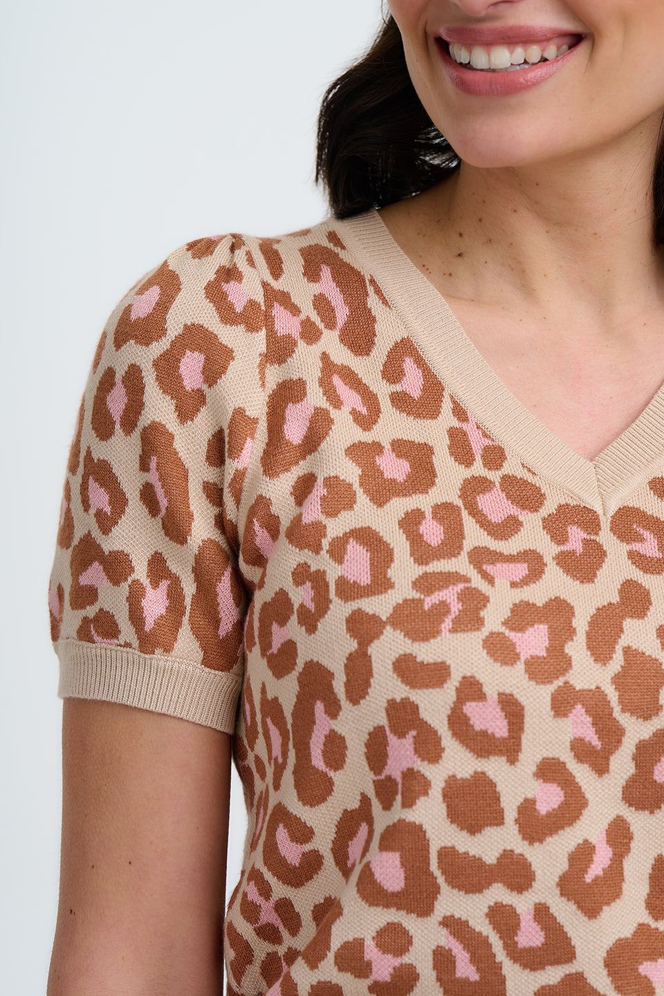 Sugarhill Brighton Gayna Knit Top - Oatmeal, Natural Leopard von sugarhill BRIGHTON , Leo