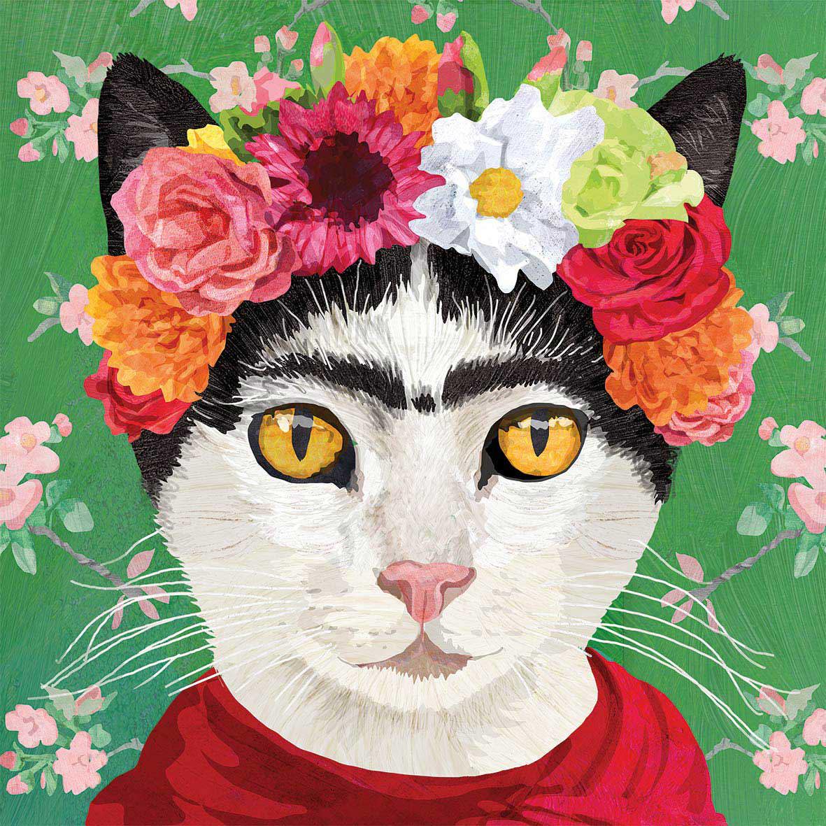 Papierservietten Frida Katze , 25 x 25 cm  , Cocktailservietten , ppd    