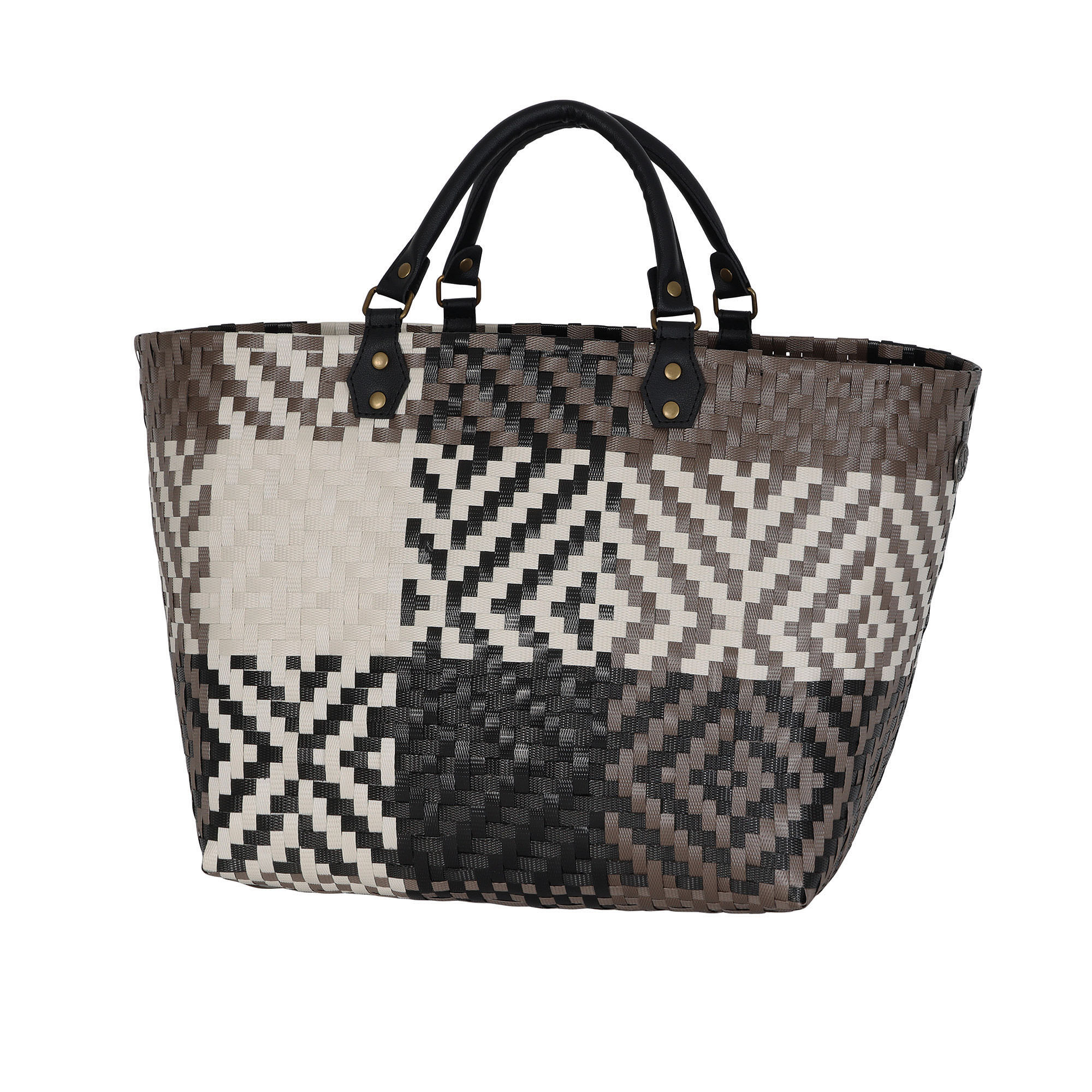 Handed By - Quinn Shopper black taupe with champagne