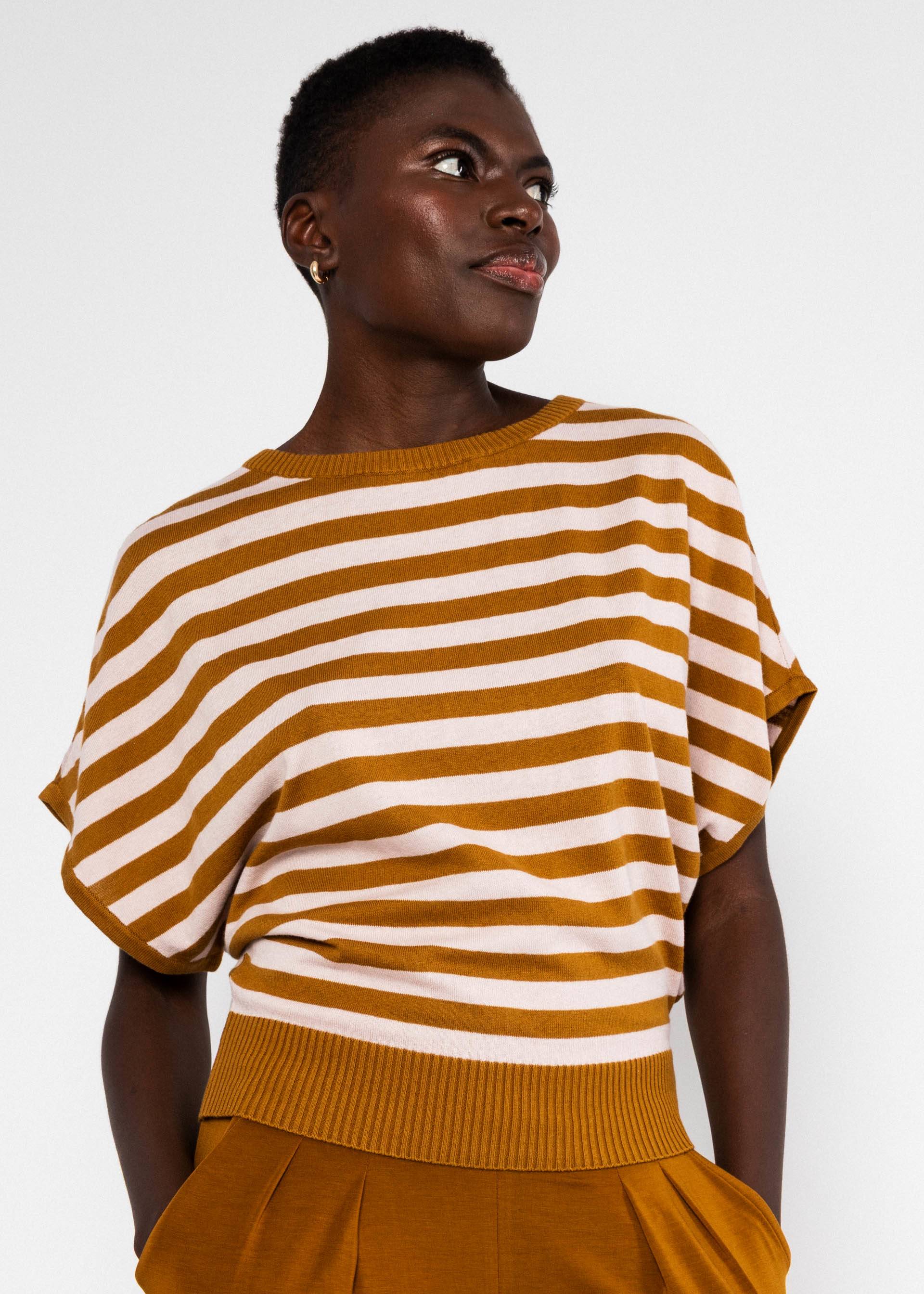 Blutsgeschwister Strickoberteil Picnic Friend- chic knit stripe brown