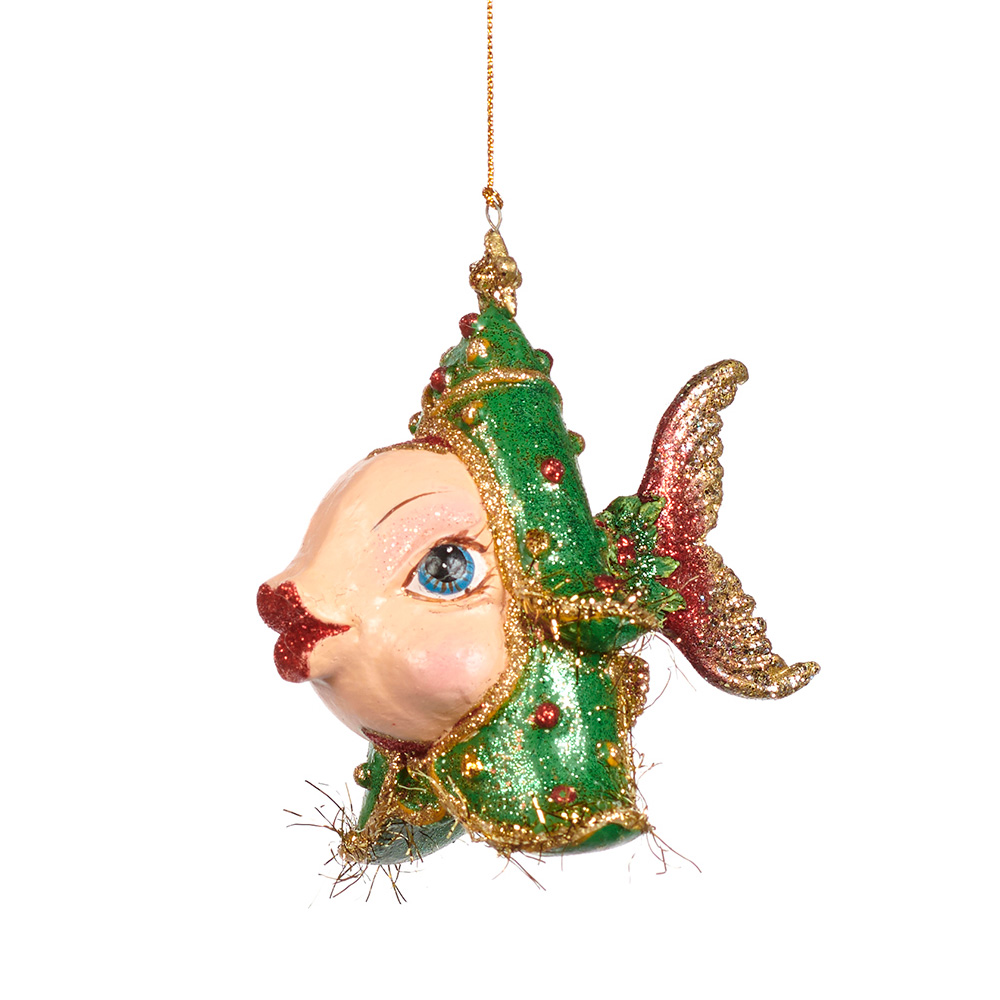 Santa FISHMAS XMAS Fisch, Weihnachtsbaum/Tree,  FISHMAS XMAS ELVES FISH,  ca.13 cm von  Catherine Collection / Goodwill , Weihnachtself  