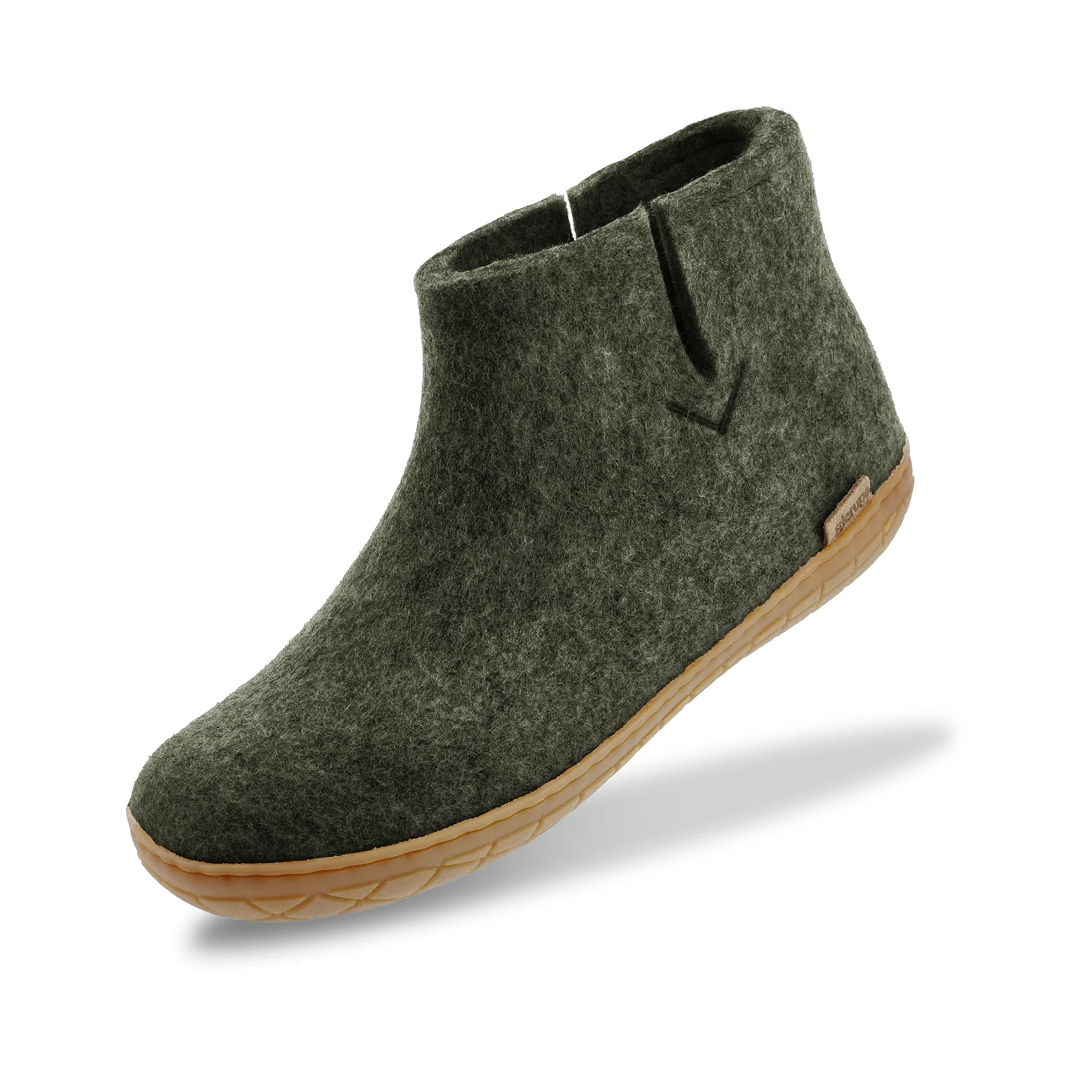 Glerups Ankle Boot 100% Wollfilz , Filzstiefel, forest/dunkelgrün mit Sohle aus Naturkautschuk 