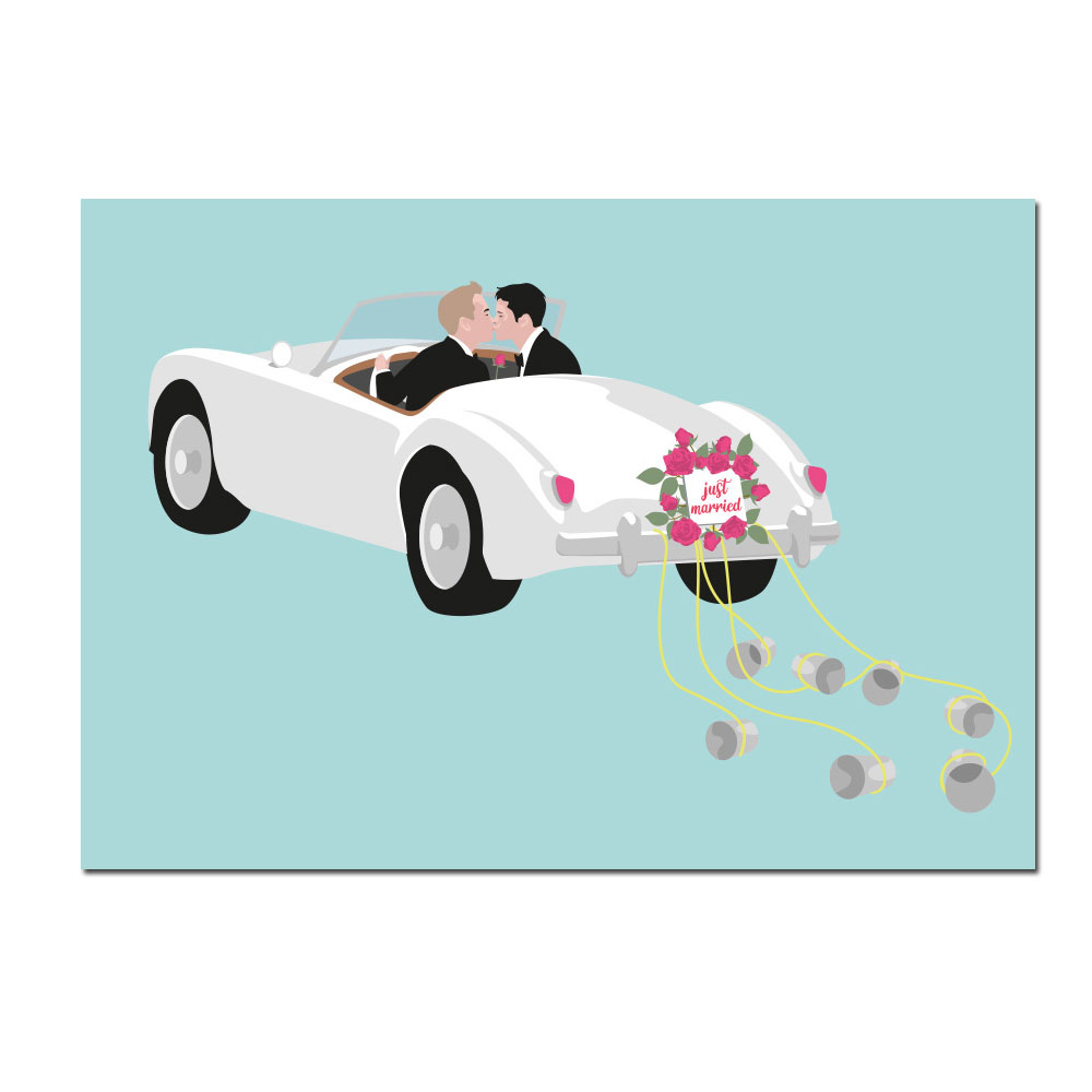 Postkarte " just married men" - Hochzeit Männer von crisscross