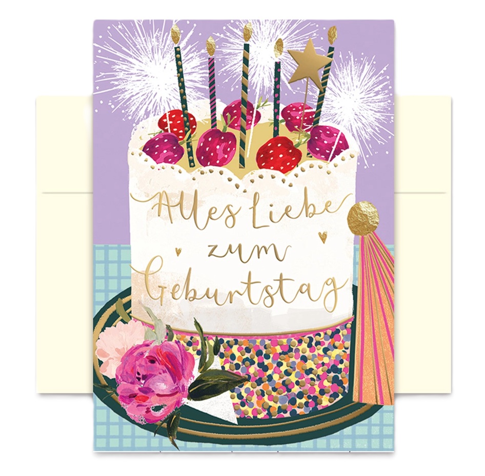 Doppelkarte mit Umschlag Alles Liebe zum Geburtstag