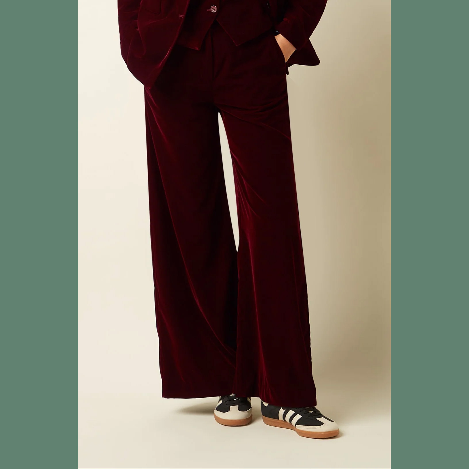 % King Louie Hose Peppa Pants Gamine Velvet, Farbe Bordeaux Red - Gamine Velvet, Samtoptik
