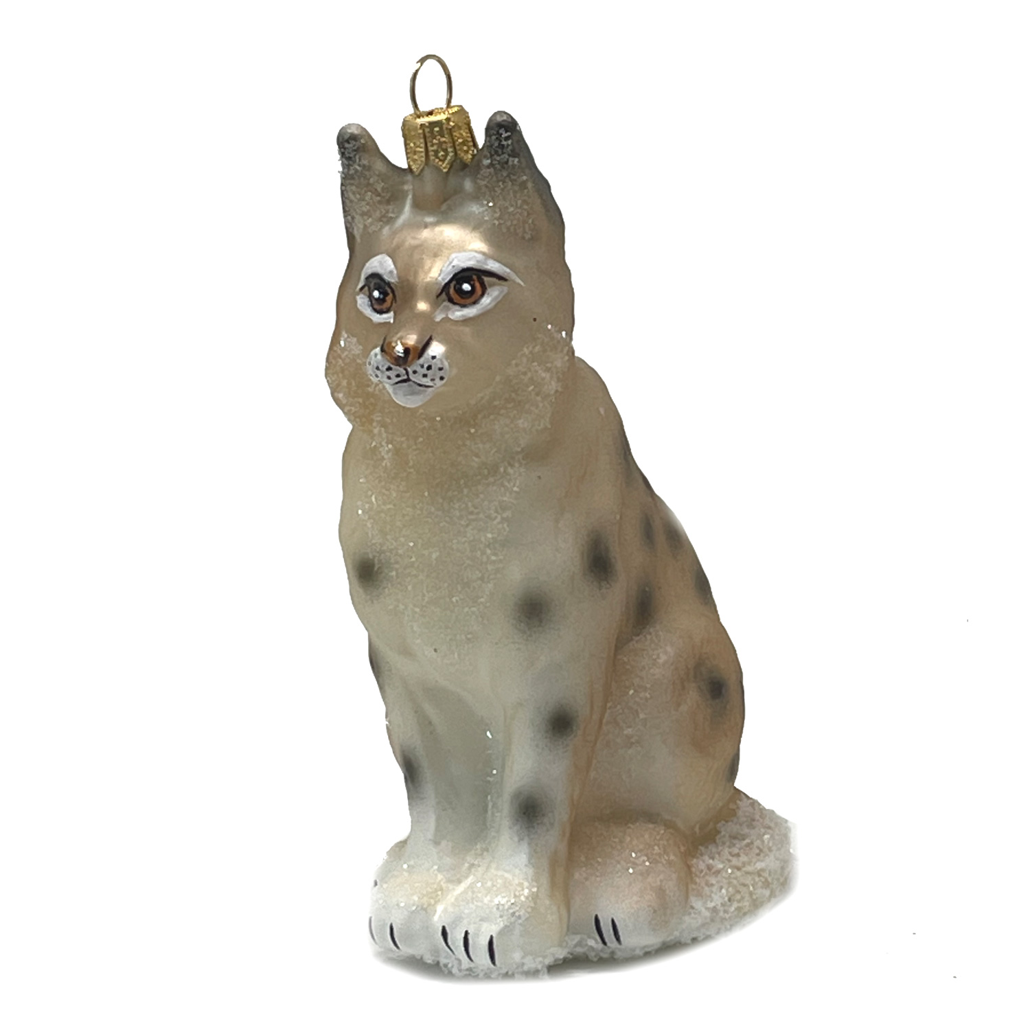 % Weihnachtskugel Luchs,  Glas , ca. 12,5 x 7 cm