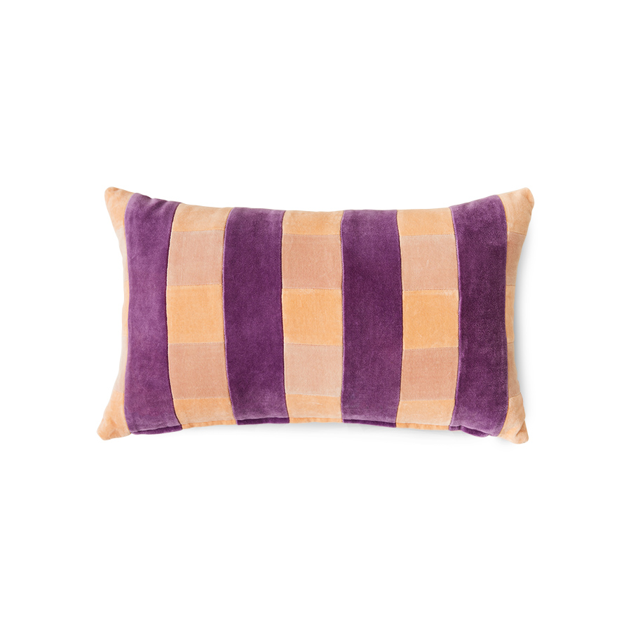 % HKliving Kissenhülle Velvet gestreift MIDSUMMER ca. 50X30CM, Samtoptik  