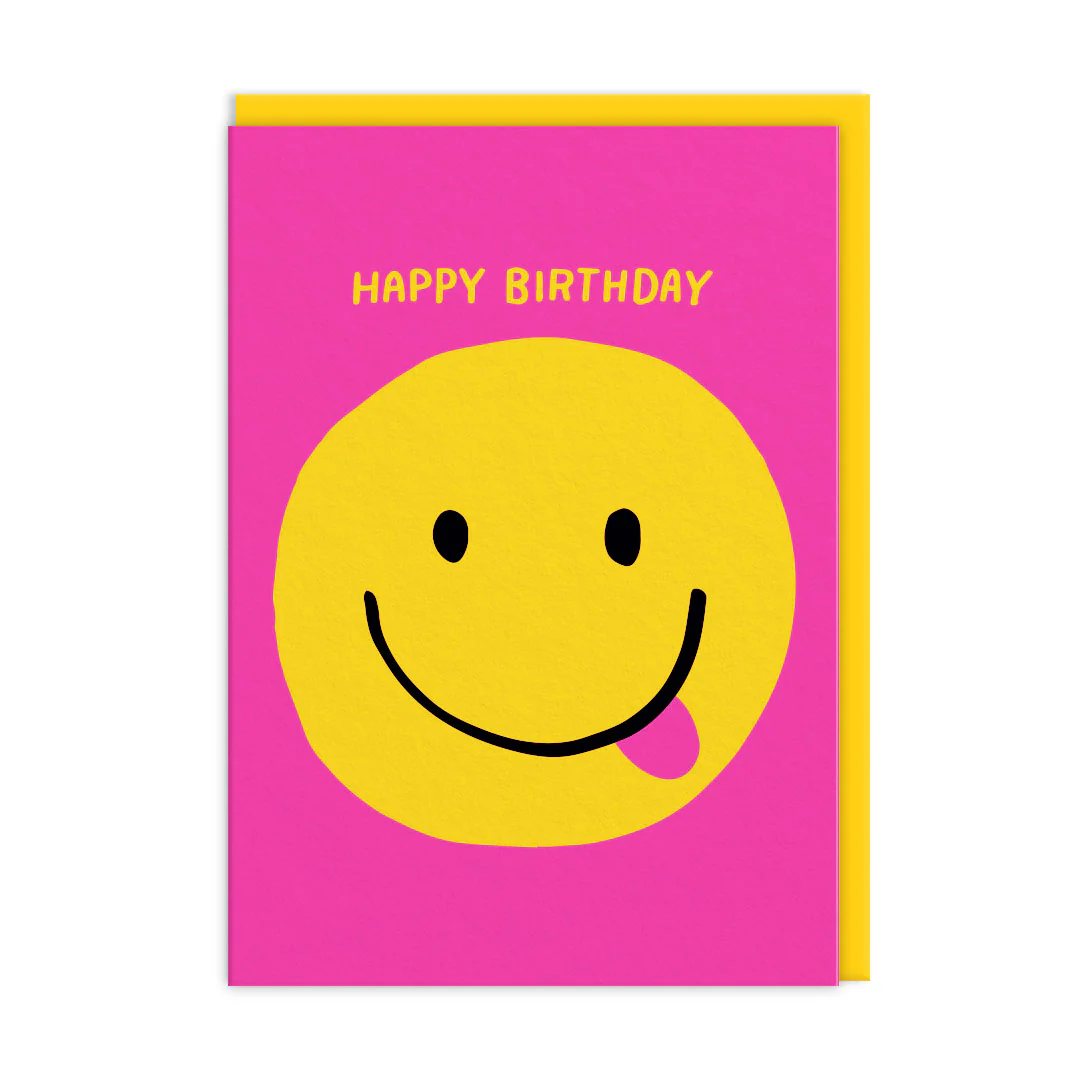 OH DEER Grußkarte Smiley Face Happy Birthday Card, Geburtstag 