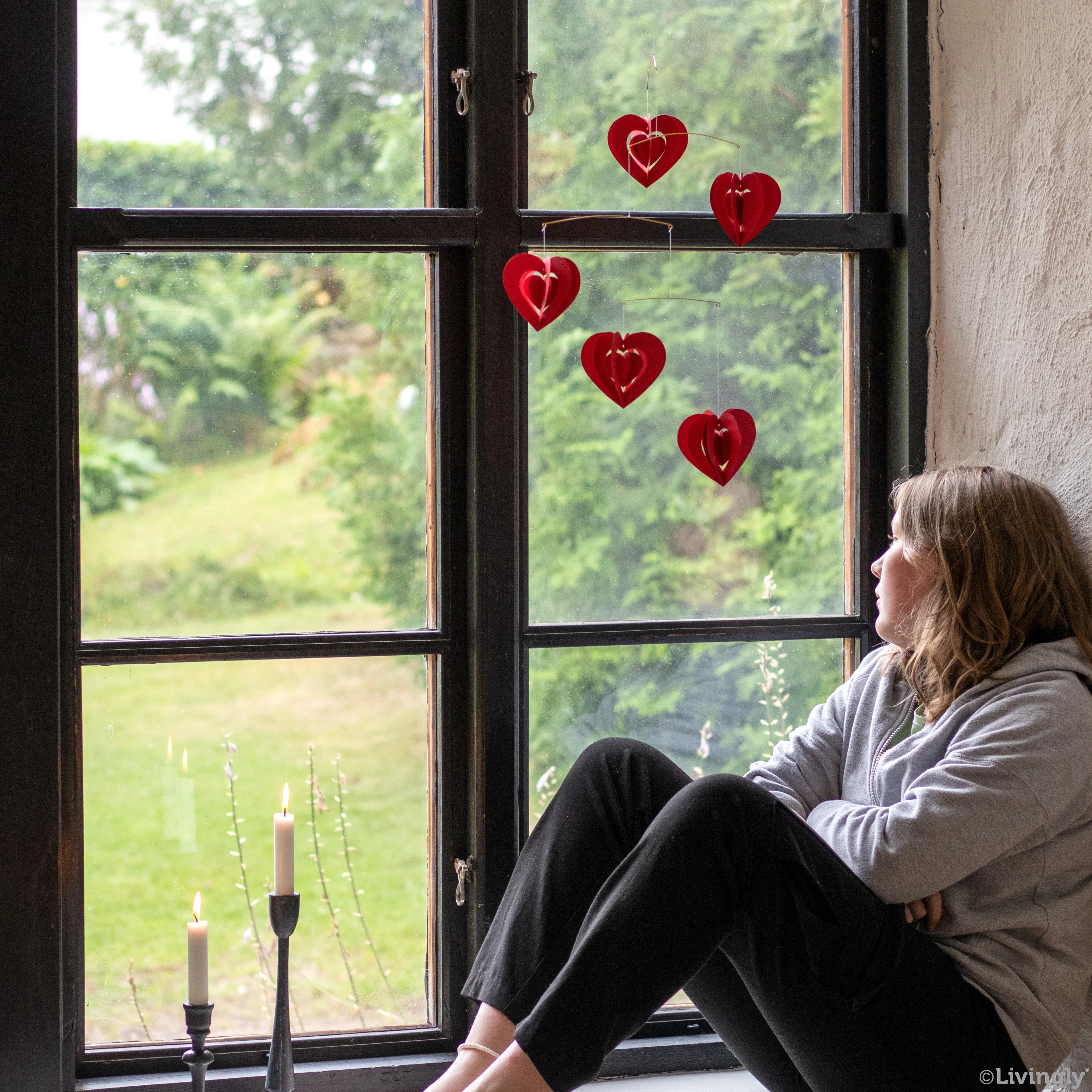 Livingly Clara Heart Mobile, rot, Herzen von Livingly  , ca. 45 x 50 cm